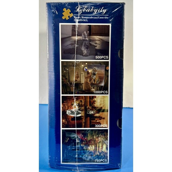 Lzbabyily 4 Puzzle Pack, 1000 Pc, 750 Pc, 500 Pcs + 300 Pc-New Sealed Tiger-Cat - Picture 3 of 8